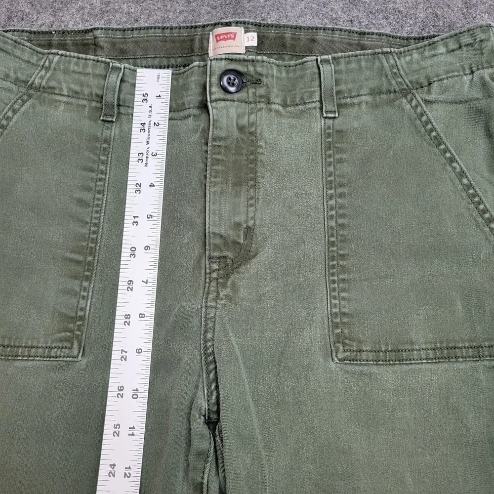 Levis Pants Womens 12 Green Casual Mid Rise Comfort Fit Straight Leg Preppy